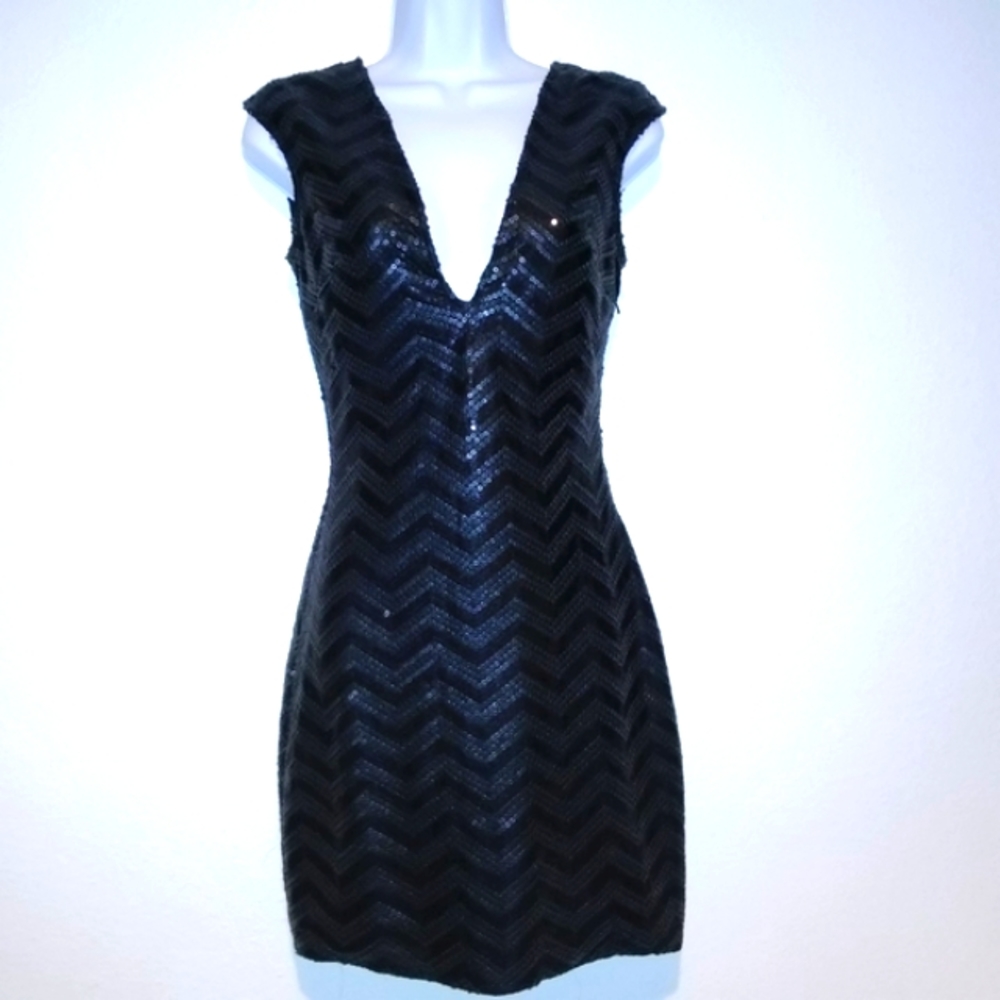 Lovers + Friends Black Sequined Party Dress